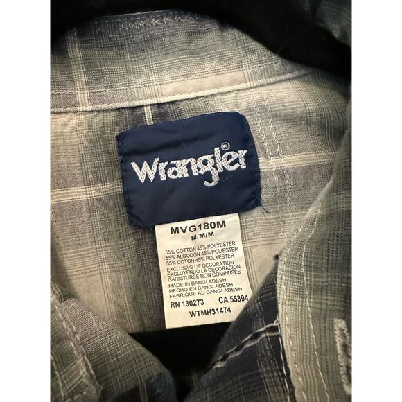 Wrangler Mens Western Long Sleeve Plaid Pearl Snap Shirt - Picture 2 of 2